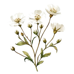 Obraz premium Gypsophila Flower, vibrant watercolor vector, isolated on a white background, high quality and detailed design.