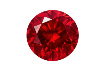 Red ruby gemstone sparkling with many facets