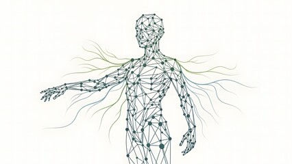 Connection and Networking: Human Figure Network Nodes and Lines