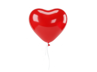 Red heart balloon isolated on transparent background