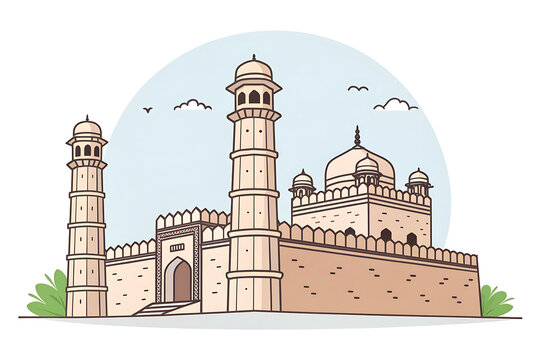 Minimal vector illustration of Chittorgarh Fort towers
