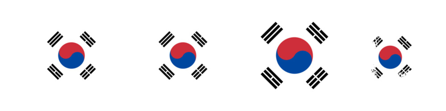 south korea circular flag, south korea rectangular flag, south korean map flag flat icon