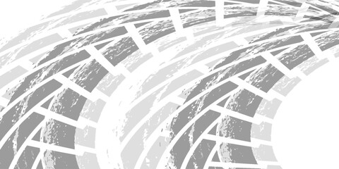 Tire track. Car, bike, motorcycle tyre mark with grunge effect isolated on white background. Wheel footprint on the road. Top view of rubber protector mark. vector