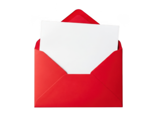 Red envelope with letter isolated on transparent background