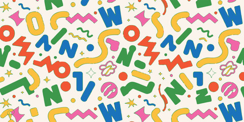 pattern geometric shapes symbols retro pop art background vector © AIcon Star