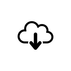 Black cloud icon with downward arrow symbol
