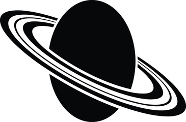 Saturn Planet Silhouette Illustration with Rings Showing Minimal Space Icon for Astronomy, Science, Education and Modern Graphic Design Projects © Sujoy