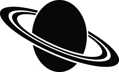 Minimal Saturn Planet Silhouette with Rings Creating Clean Space Icon for Astronomy, Science Education, Logos and Modern Graphic Design Projects © Sujoy