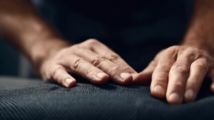 Medium shot of a craftsman gently pressing a detailed graphic onto a sturdy steel surface showcasing precision and care in the metal printing process.