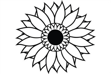 sunflower silhouette line art vector illustration