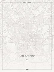Obraz premium San Antonio City Map elevate your space with this sophisticated vector artwork featuring urban topography and a geometric street pattern perfect as minimalist wall decor in scandinavian style.