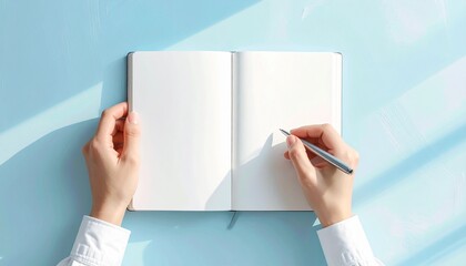 白紙のノートの上でペンを構える手元を撮影。
書き始める直前の静かな期待感と前向きな気配を表現しています。
上部中央に大きな余白があり、広告コピーや動画字幕に最適。
教育、学習サービス、春のキャンペーン向け素材です。