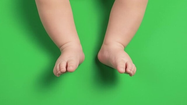 baby feet jiggling on green screen