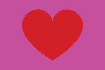 Simple Red Heart Isolated on Pink Background
