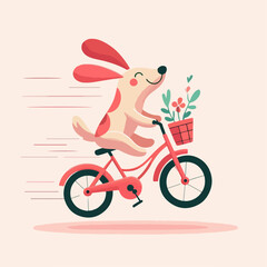 Fototapeta premium flat illustration of a dog riding a bicycle