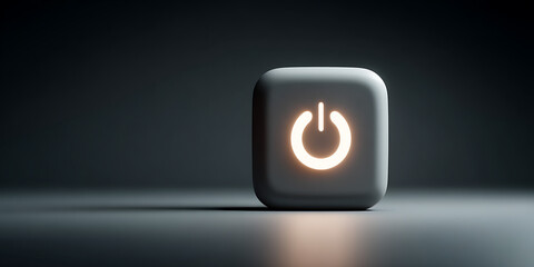 Illuminated Power Button: A solitary power button glows with an inviting light against a sleek, gradient backdrop, symbolizing the control and potential of a device.