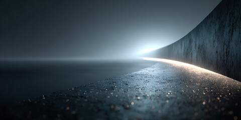 Infinite Corridor: An endless corridor, with textured walls guides the eye towards a distant, radiant light, evoking a sense of mystery and potential.