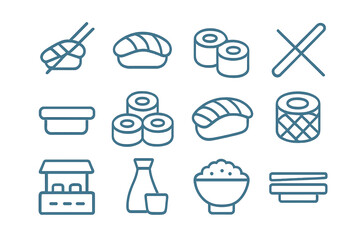 Japanese food icons set on a dark background © icon_art