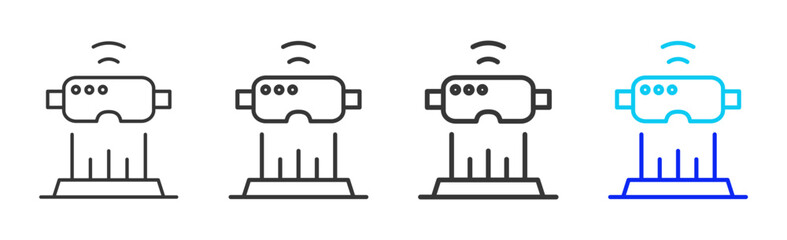Obraz premium virtual display icon set collection creative outline style for technology with multiple thickness variations suitable for apps websites presentations ui ux design and modern devices