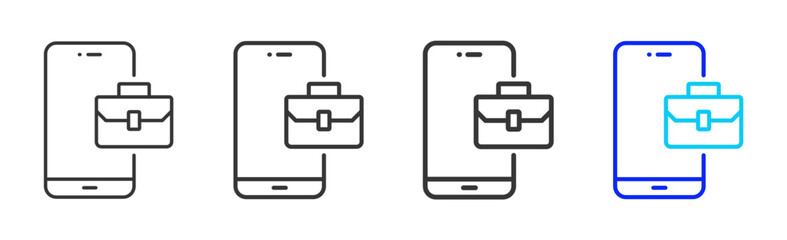 mobile work icon set collection creative outline style for technology with multiple thickness variations suitable for apps websites presentations ui ux design and modern devices