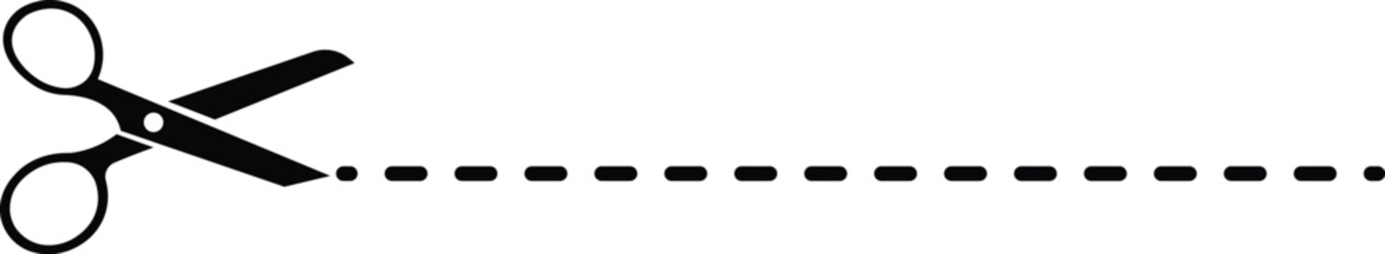 Scissors with cut line vector design. Dashed and dotted. cut here icon. Scissor icon, scissor symbol vector, Paper cutting with scissor on Transparent background
