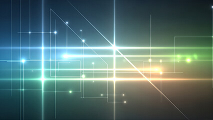 Fototapeta premium Abstract digital network lines and light effects on transparent background
