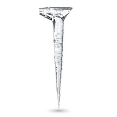 Detailed icicle in the shape of a hammer