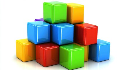 Obraz premium Brightly colored building blocks stacked in a vibrant arrangement