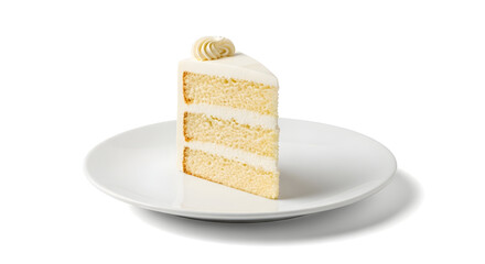 Delicious slice of layered white cake on a plate