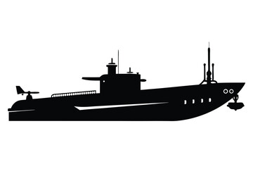 Fototapeta premium submarine silhouette line art vector illustration