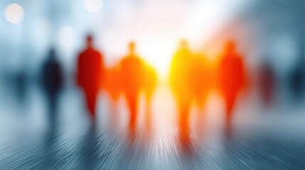 Abstract blurred city scene with people silhouettes blurred urban landscape creates abstract background highlighting indistinct people silhouettes