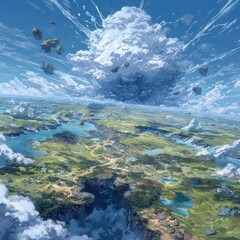 Underwater Coral Reef with Bright Sunlight and Fish