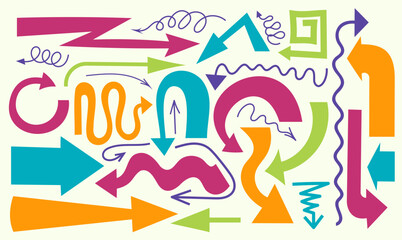 Multicolored Arrows in Different Directions - Vector Set for Infographics, Presentations and Web Design