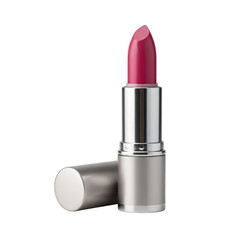 Obraz premium Vibrant pink lipstick in sleek silver case isolated on transparent background