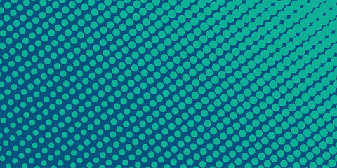Halftone gradient dots background vector illustration. Blue green dark dotted, blue light halftone texture.  Retro abstract print. Geometric spots duotone cover. The geometric abstract pattern .