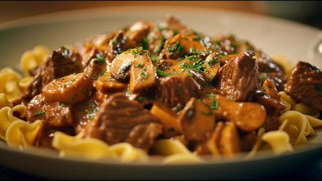 Tender Beef Stroganoff With Mushrooms