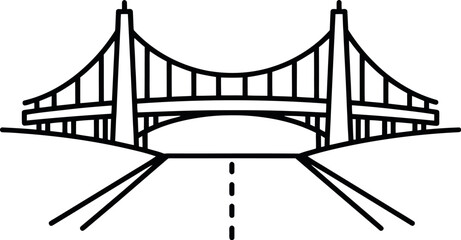 Fototapeta premium A simple line art illustration depicting a modern suspension bridge over a road