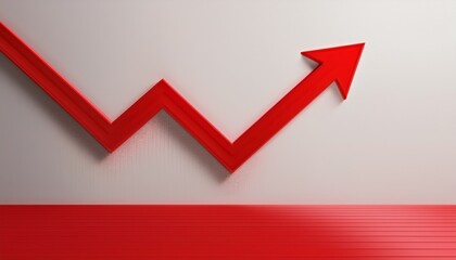 red downward arrow indicating a decrease in trends or values in minimal design