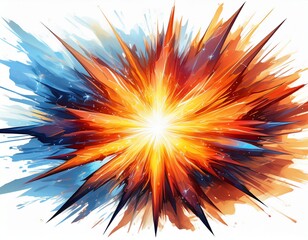 bright electric spark burst with jagged rays isolated on a white background