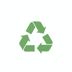Obraz premium A green, stylized recycling symbol composed of three arrows on a white background