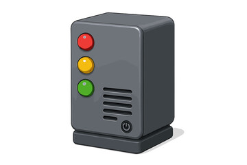 Fototapeta premium Computer tower with traffic lights