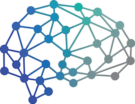 Artificial Intelligence Brain Logo with Digital Network Nodes