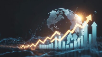 Global Financial Growth Upward Trend with Earth and Stock Charts global finance stock market - Powered by Adobe