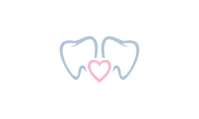 Obraz premium Two Teeth Connected by a Pink Heart Symbol.