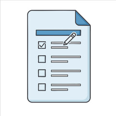 Fototapeta premium A filled checklist on a paper, with a pencil over the document