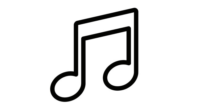 Black Eighth Musical Note Icon Symbol.