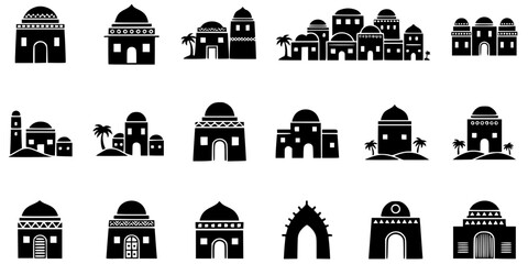 Traditional Nubian Village House Architecture Silhouette © T-Shop