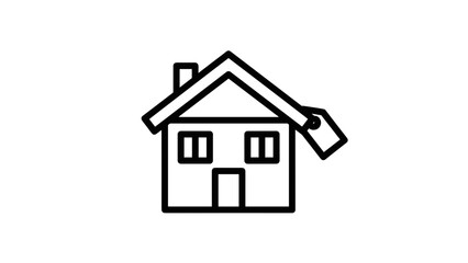 Simple House Icon with Price Tag.