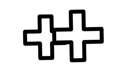Two Black Plus Signs Overlapping.