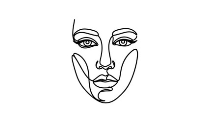 Woman Face Outline Sketch Illustration.